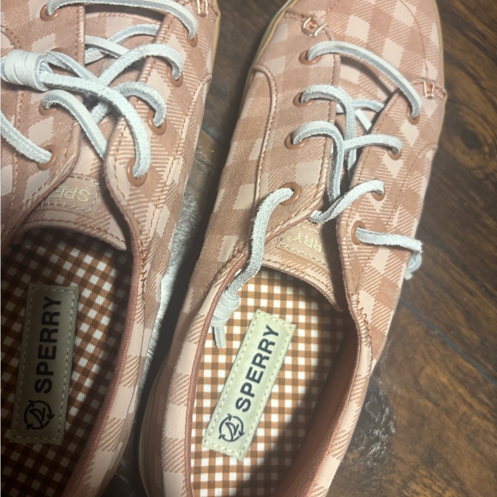 Sperry Women's Pink Checkered Sneakers - Picture 2 of 6